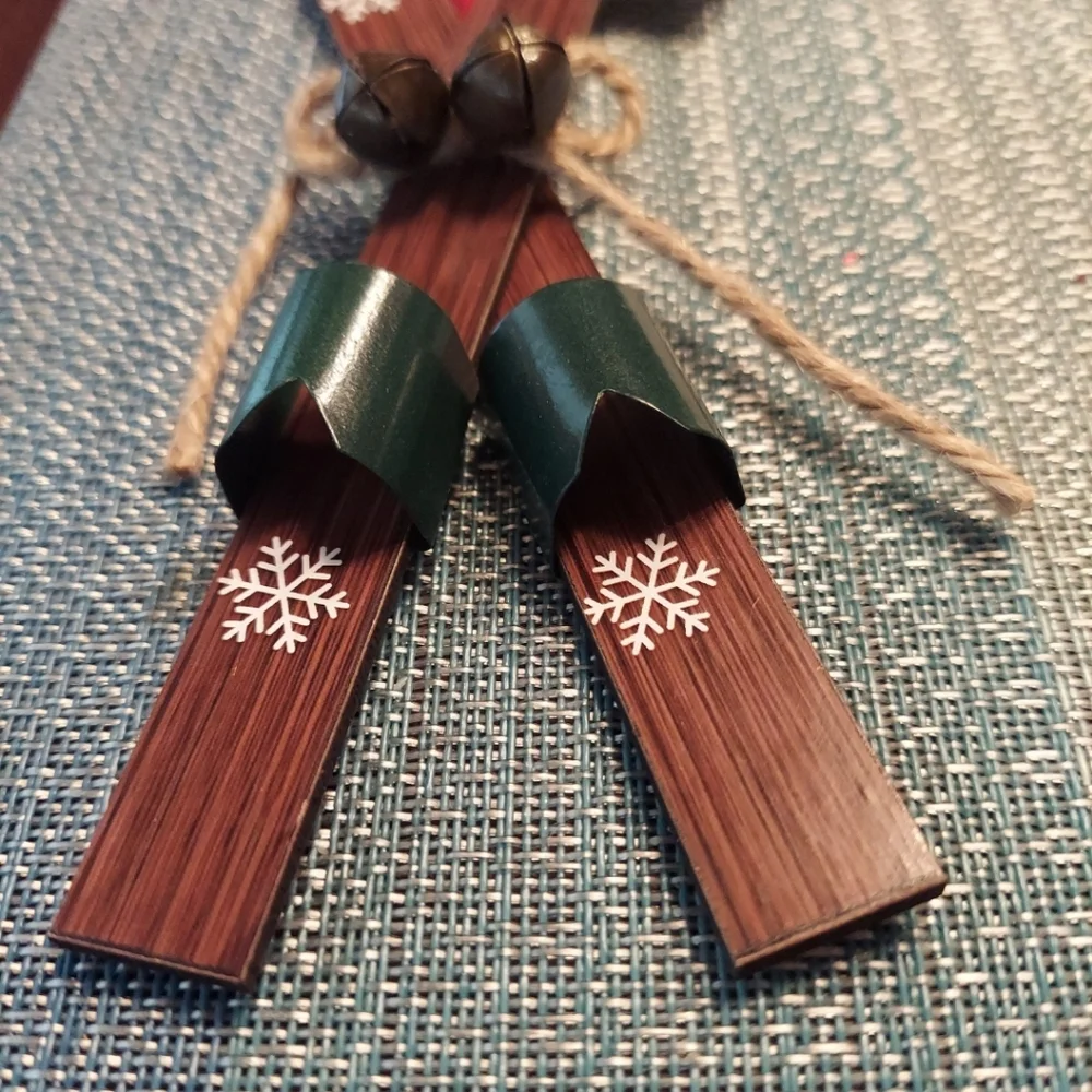 Wooden Snow Skis Ornament & Bag Charm 6